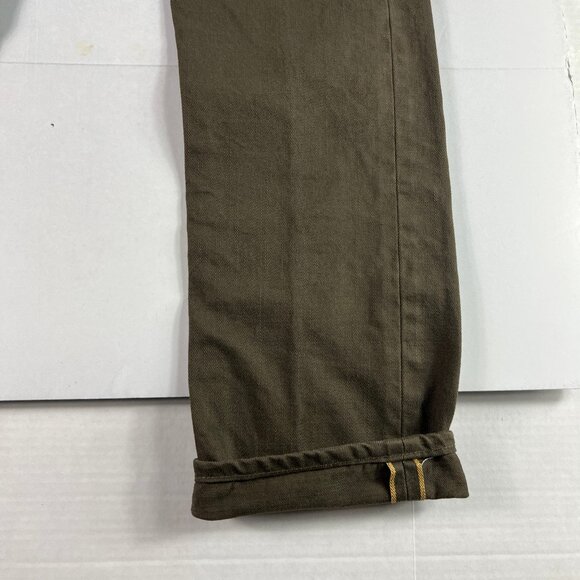 Gustin Jeans Men 28x32* 567 Slim Straight Army Green Faded Selvedge Denim Tag 31 - Picture 3 of 16